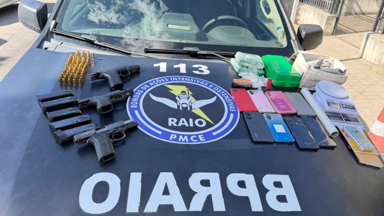 Após homicídios em Miraíma, quatro pessoas são conduzidas e armas e drogas são apreendidas em Amontada